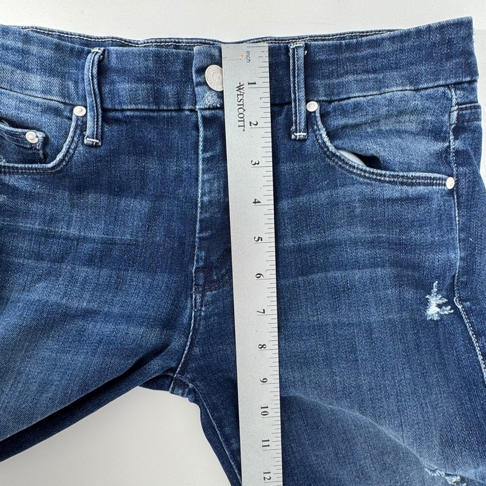 Mother The Looker Skinny Jeans Women 27 Dark Blue Distressed Denim Made in USA - Picture 5 of 11
